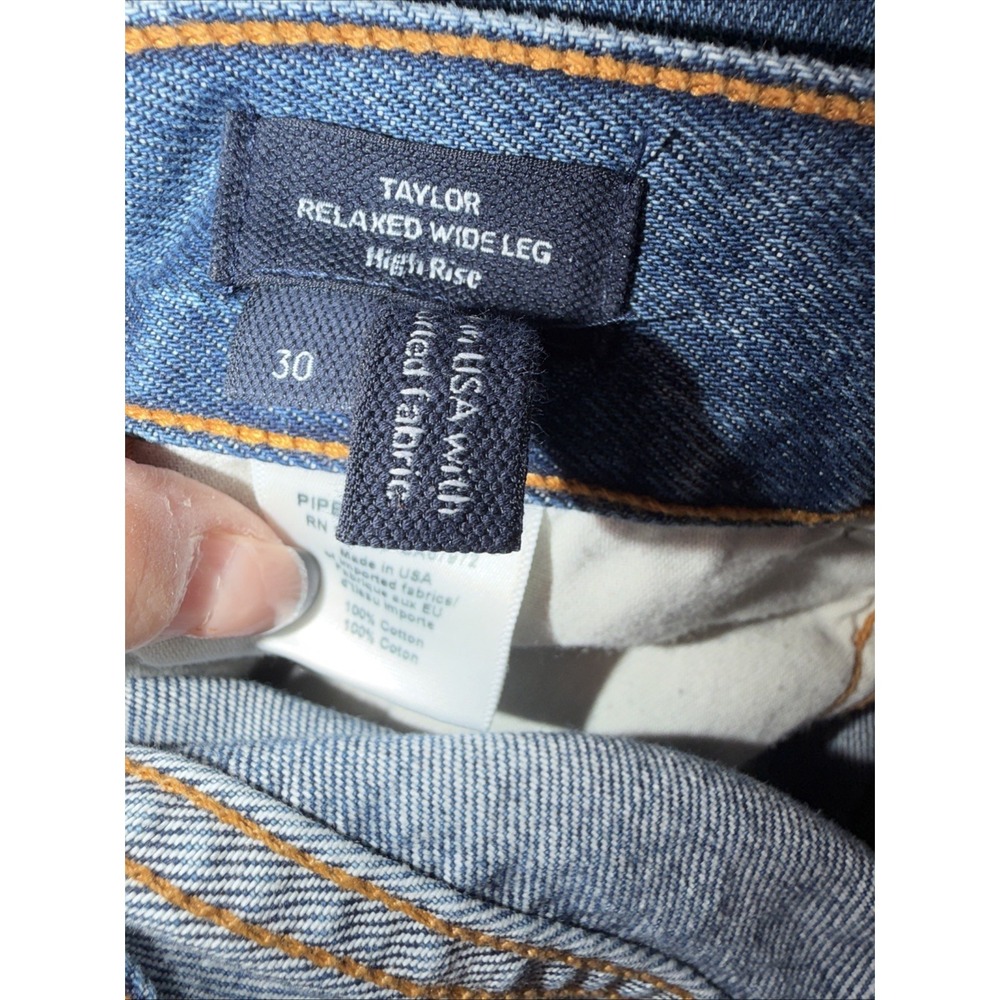 Veronica Beard Taylor Relaxed Wide Leg Jeans Blue Denim High Rise Cuffed Hem 30 - Picture 12 of 13